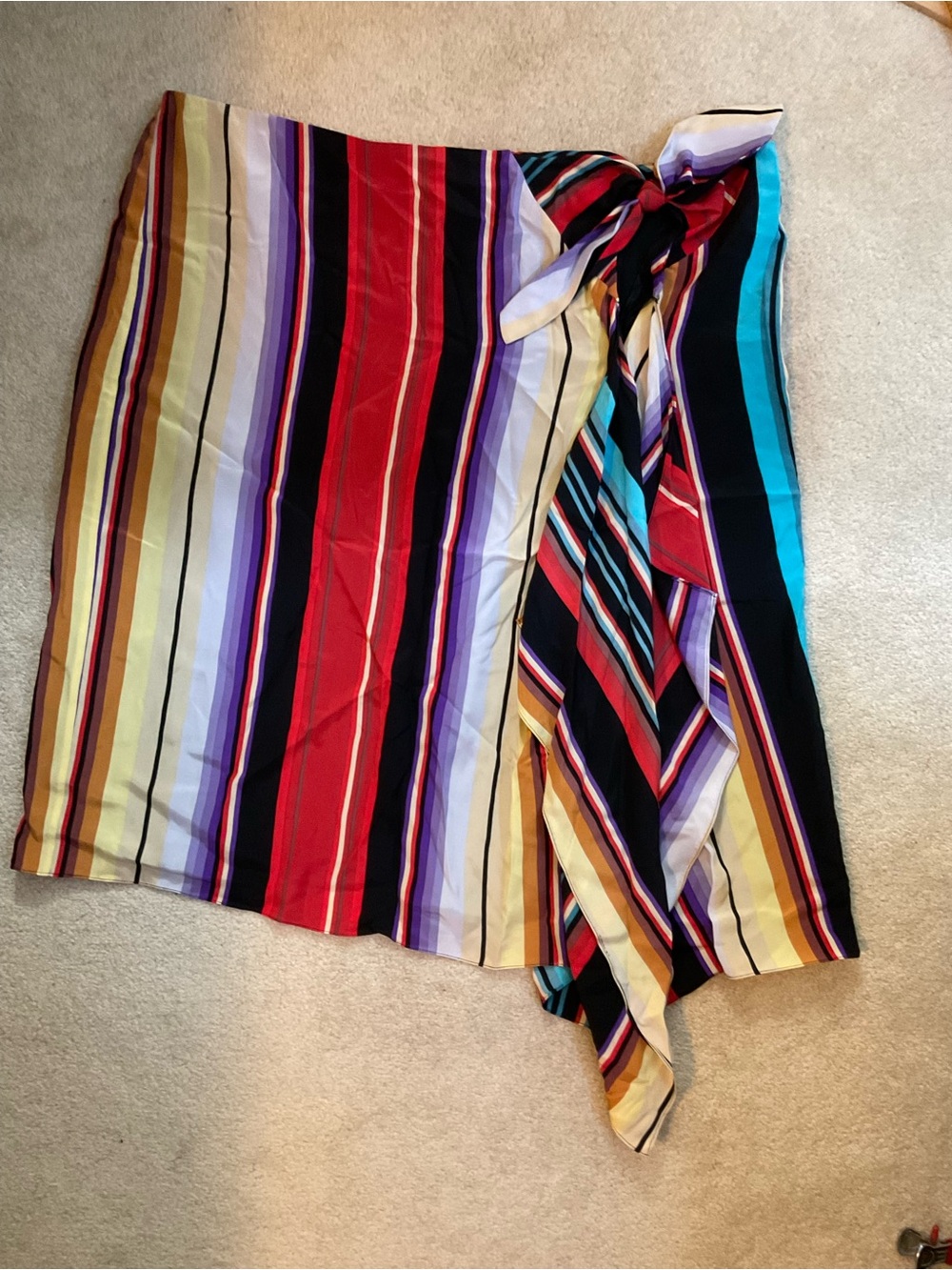 Ralph Lauren silk rainbow Multicolor Striped Asymmetrical Skirt